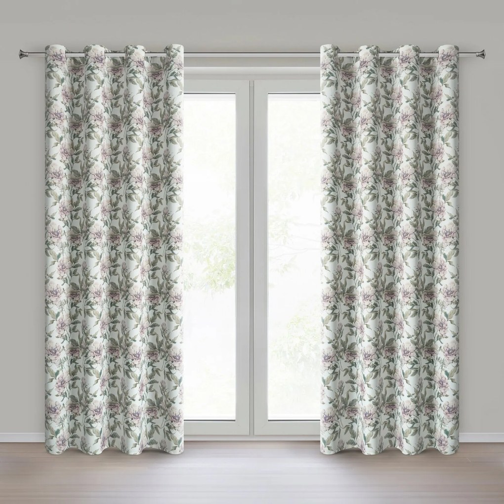 ZÁVES NA KRÚŽKOCH BEVERLY1 140X250 CM KVETY