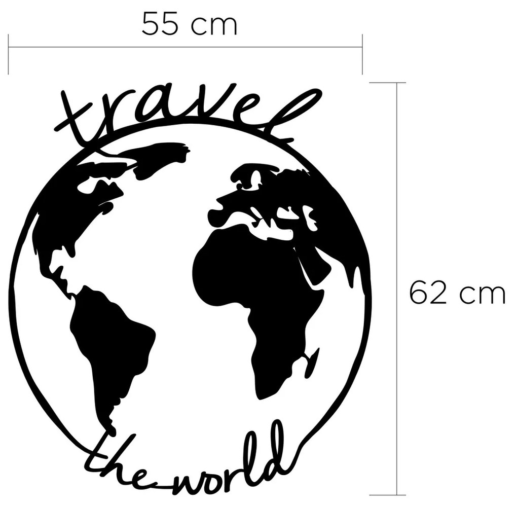 Nástěnná dekorace Travel The World černá