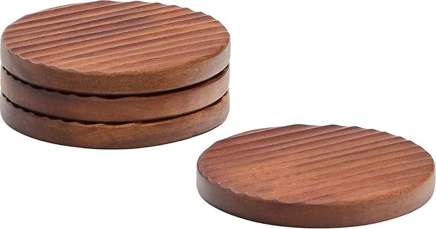 Drevené tácky v súprave 4 ks v tmavoprírodnej farbe Rommu – Kave Home