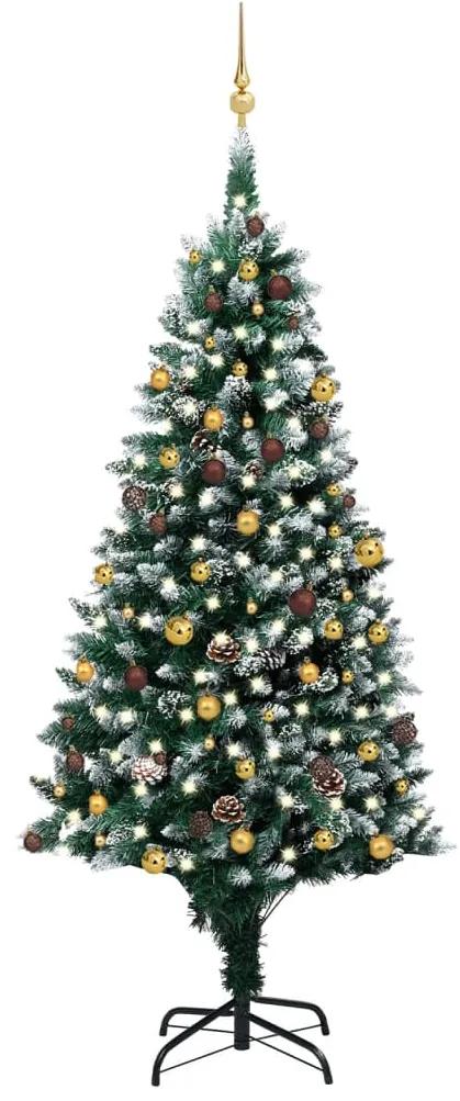 Umelý vianočný stromček s LED, súpravou gulí a šiškami 240 cm 3077533