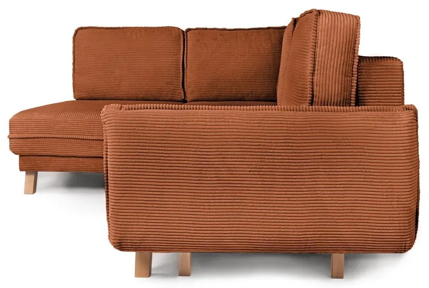 Oranžová menčestrová rozkladacia rohová pohovka (ľavý roh) Tori – Bonami Selection