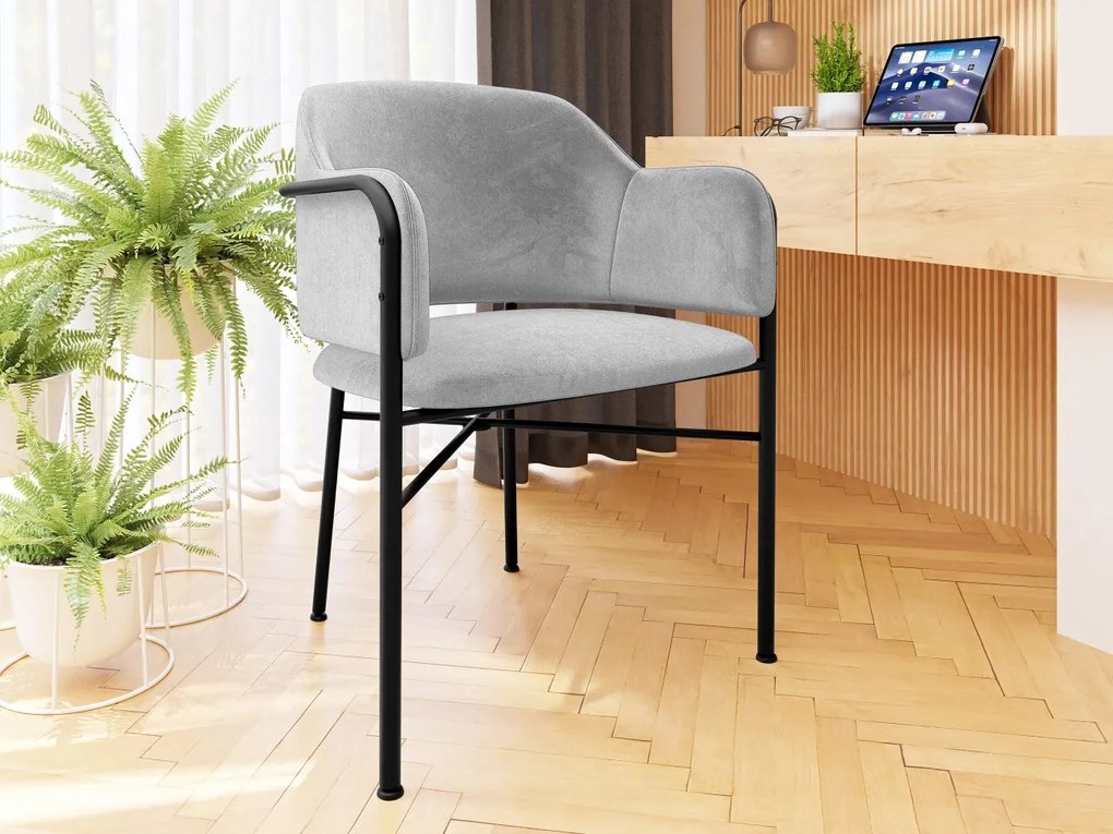 Čalúnená jedálenská stolička Uzpira, Dostupné poťahy: Magic Velvet 2258, Farby: čierna
