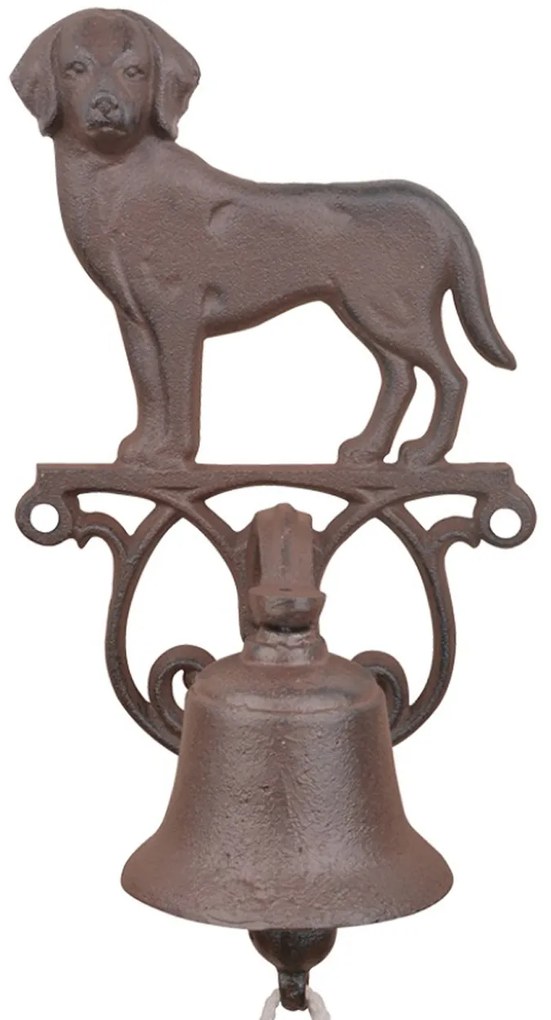 Záhradný zvonček Dog, 25x14 cm, liatina, hnedá