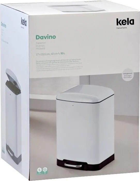 Kela Pedálový odpadkový kôš DAVINO 12 l, biela