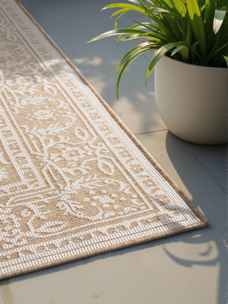 Kusový koberec Duet Kona 106250 Beige/White - na von aj na doma, 200x290, béžová, chodba / predsieň, NORTHRUGS