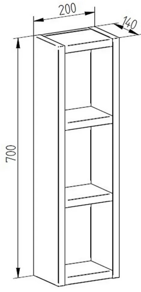 Mereo Aira, kúpeľňová skrinka 20 cm, horná, policová, Multidecor, Dub Patinovaný, MER-CN796SDUP1