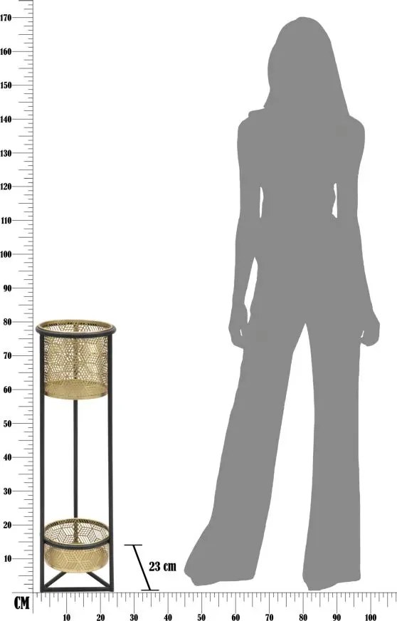 Dvojúrovňový kvetinový stojan Doppio čierno-zlatý