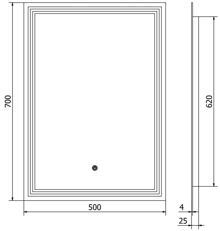 Mexen Taco, LED kúpeľňové zrkadlo s podsvietením 50x70 cm, 6000K, ochrana proti zahmlievaniu, 9805-050-070-611-00