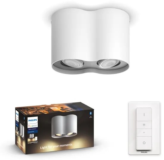 Philips Hue White Ambiance 8719514338463 Pillar stropné bodové svietidlo 2xGU10 +SWITCH 2x5,5W/2x250lm 2200-6500K biela bluetooth