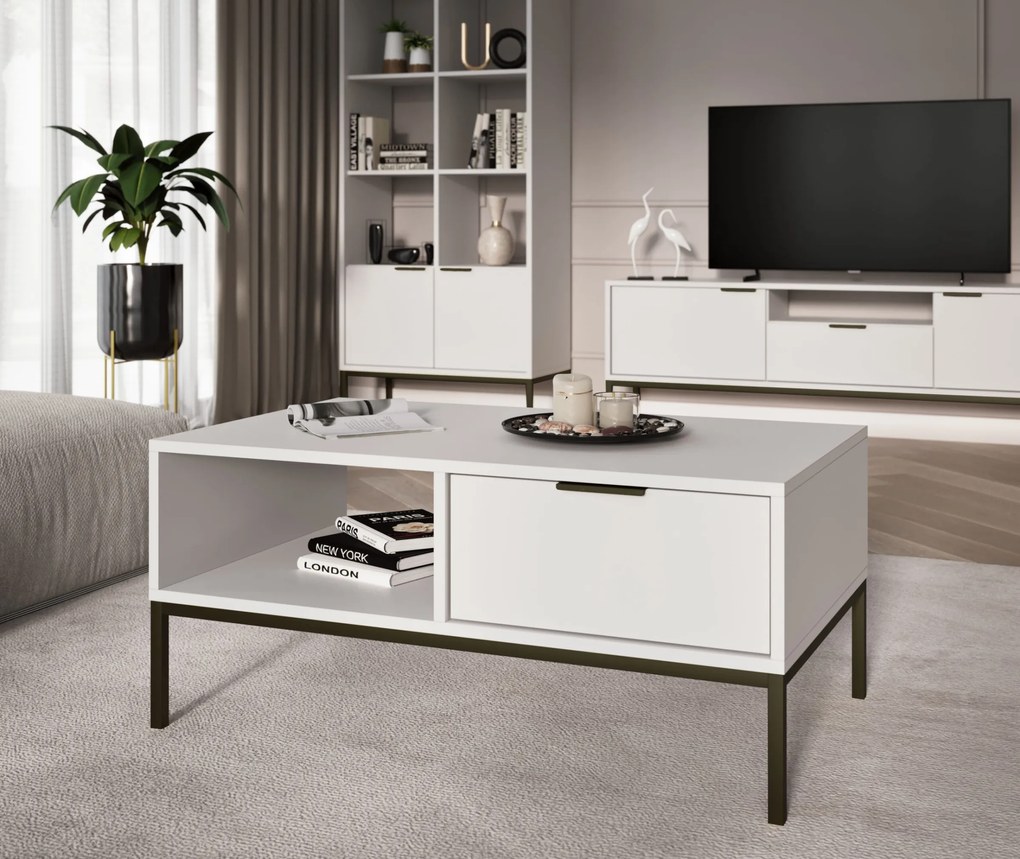 Konferenční stolek Austin 100 cm černý/bílý