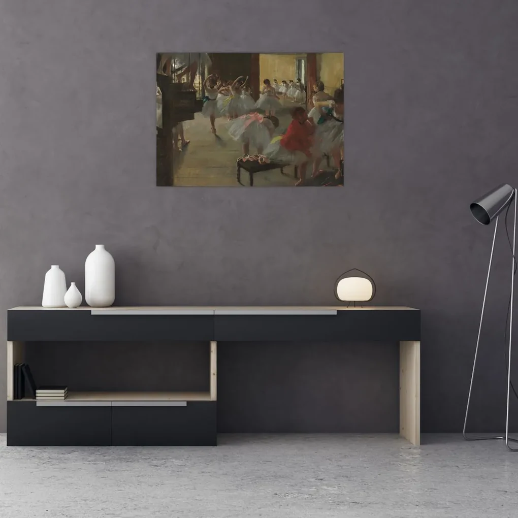 Sklenený obraz - Edgar Degas, The Dance Class, reprodukcia (70x50 cm)