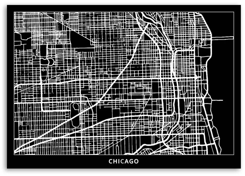 Obraz na plátně Mapa města Chicago - 100x70 cm