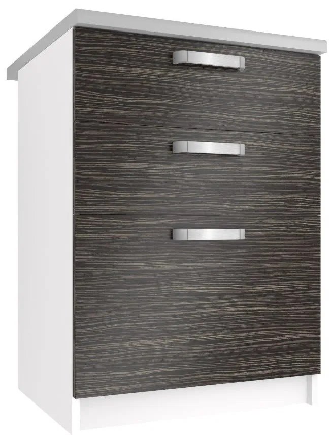 Kuchynská skrinka Belini spodná so zásuvkami 60 cm eben kráľovský s pracovnou doskou  TOR SDSZ60/0/WT/HK/0/U