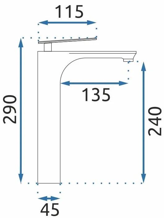 Rea Berg, vysoká umývadlová batéria h-290, chrómová, REA-B2036