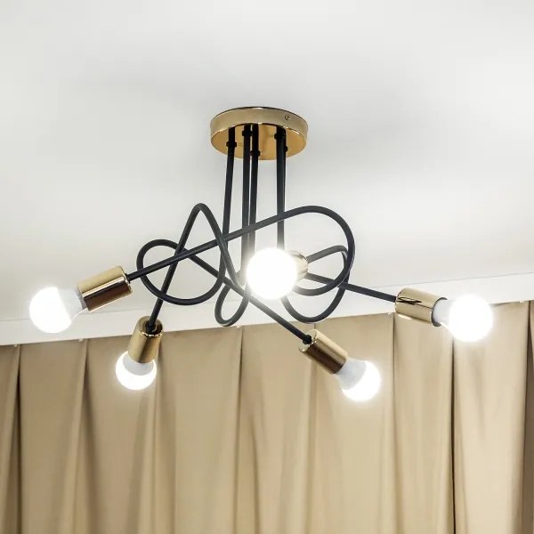 Prisadený luster OXFORD 5xE27/15W/230V zlatá/čierna