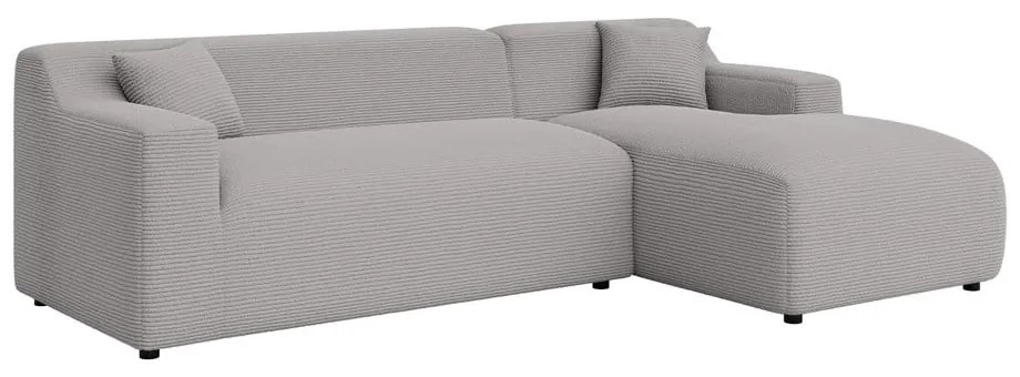 Svetlosivá menčestrová rohová pohovka (pravý roh/s leňoškou) Martin – Ropez