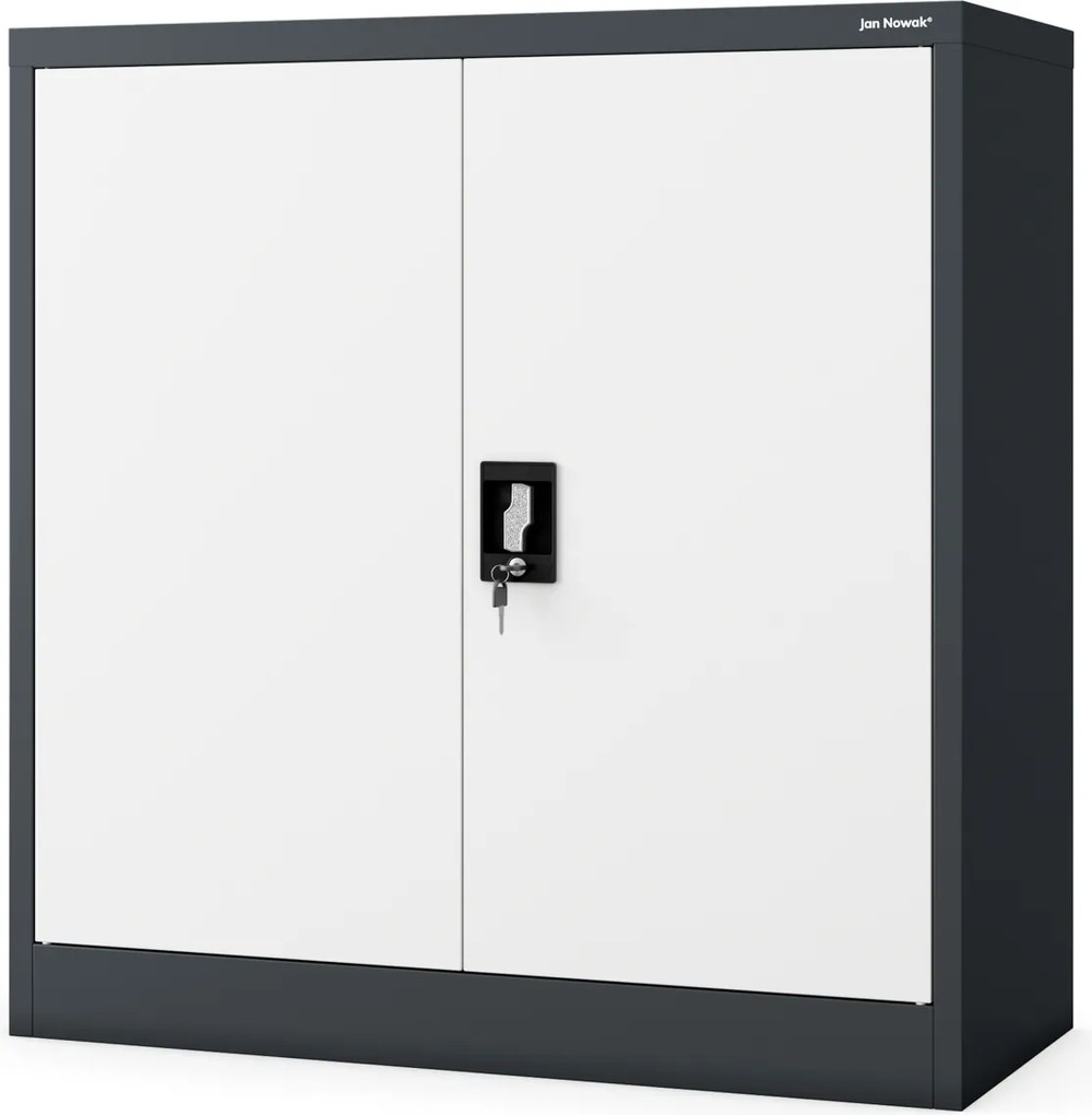 Kovová spisová skrinka BEATA, 900 x 930 x 400 mm, antracitovo-biela