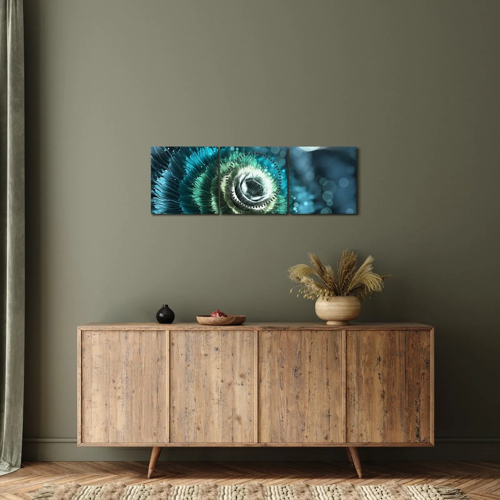 Obraz - Kvet v detaile (s hodinami) (90x30 cm)