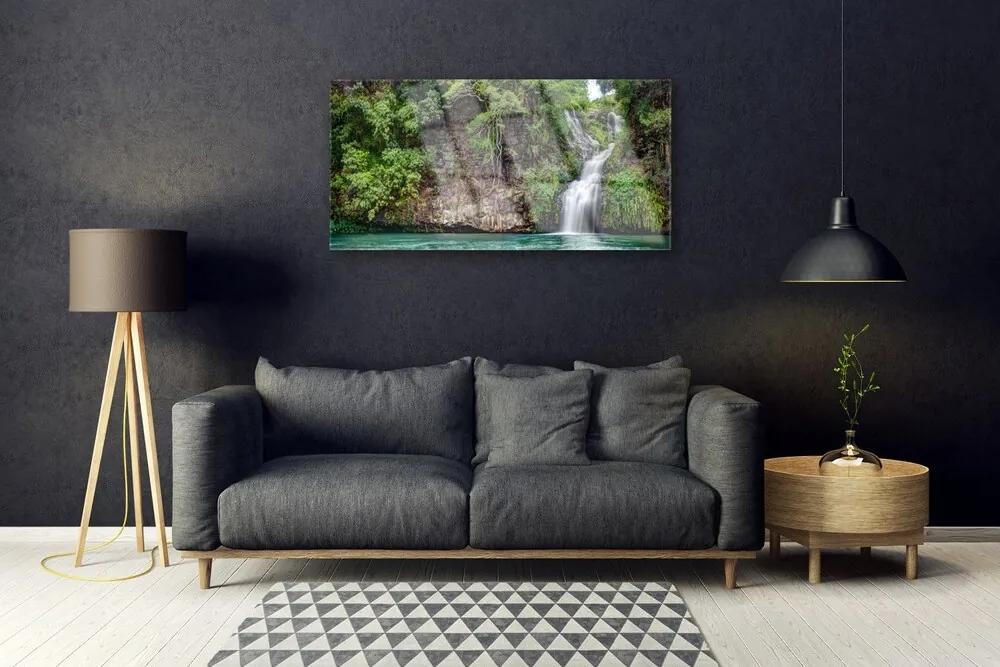 Obraz na akrylátovom skle Vodopád skala príroda 100x50 cm
