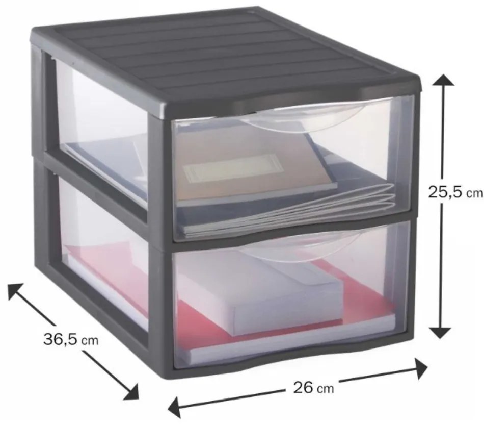 Úložný box s 2 zásuvkami, antracit, OFFICEMIX A4 2A