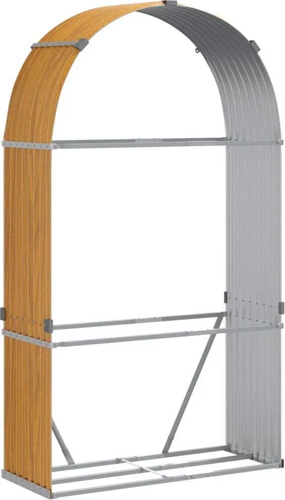 vidaXL Držiak na polená drevený vzhľad 120x45x210 cm pozinkovaná oceľ