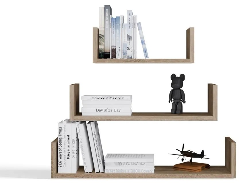 Súprava dubových nástenných políc MOBI hnedá