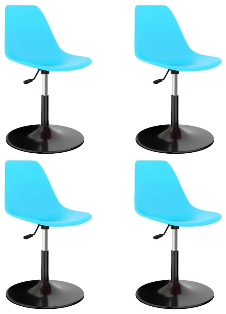 vidaXL Otočné jedálenské stoličky 4 ks, modré, PP