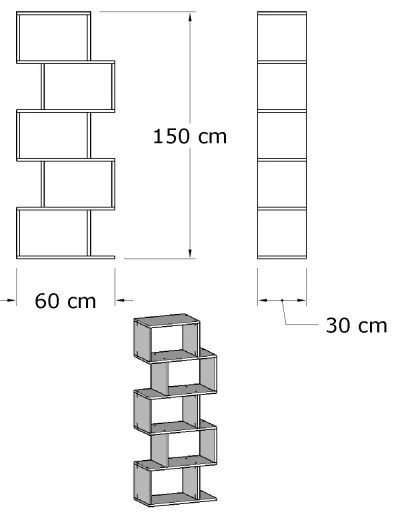 Knižnica MERIC 15x60 cm biela