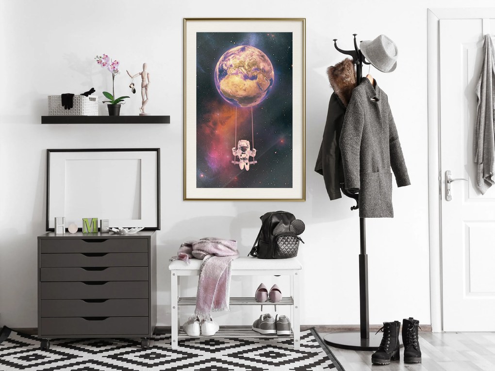 Artgeist Plagát - Space Swing [Poster] Veľkosť: 20x30, Verzia: Zlatý rám s passe-partout