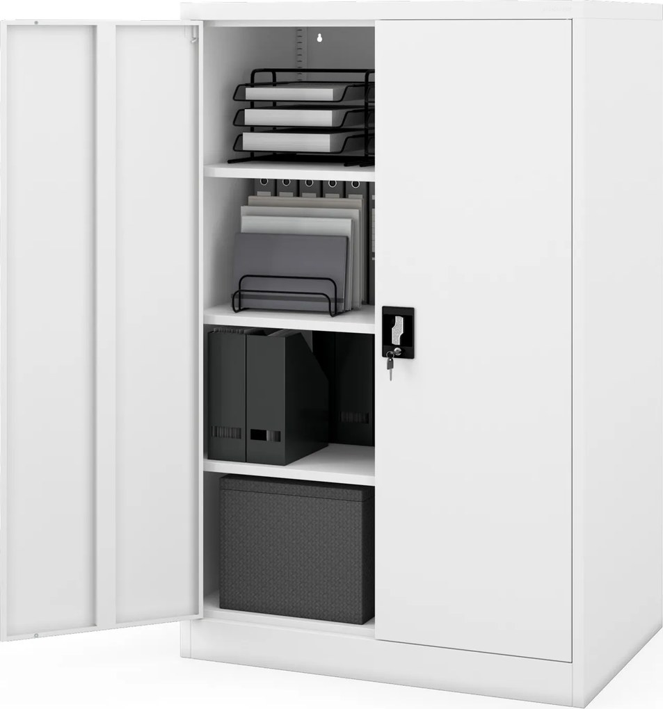 Kovová kancelárska skriňa na dokumenty biela KEVIN D600 900 x 1400 x 600 mm