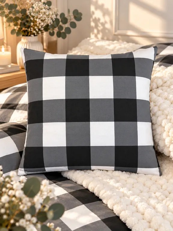 INTERMEDIC SK Bavlnená obliečka na vankúš Čiernobiela kocka 40x40 cm, 100 % bavlna, zips