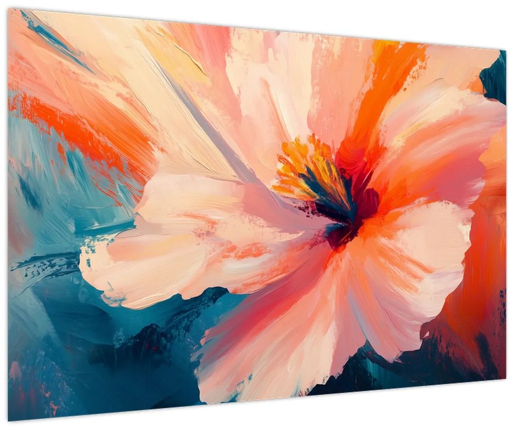 Obraz - Maľovaný kvet (90x60 cm)