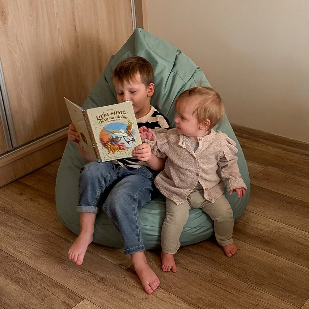 Šedý sedací vak pre deti – vodeodolný, pohodlný a bezpečný