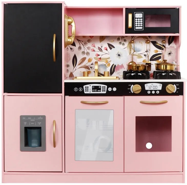 Veľká drevená kuchynka pre deti, retro chladnička, rúra na pečenie, výrobník ľadu ZA5268