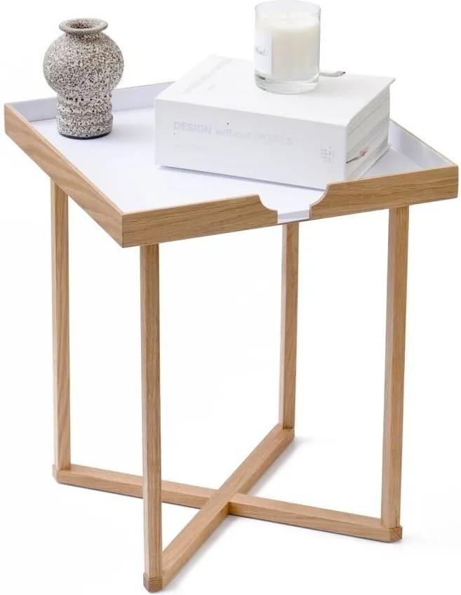 Biely odkladací stolík z dubového dreva Wireworks Damieh, 37 x 45 cm