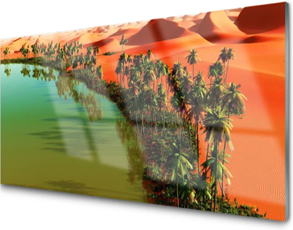 Obraz plexi Jazero Púšť Palmy