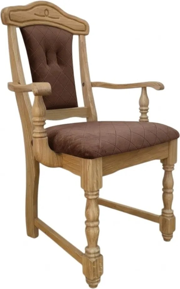 Klasická dubová - čalúnená stolička s podrúčkami FA, 65x53x99 cm Caro04