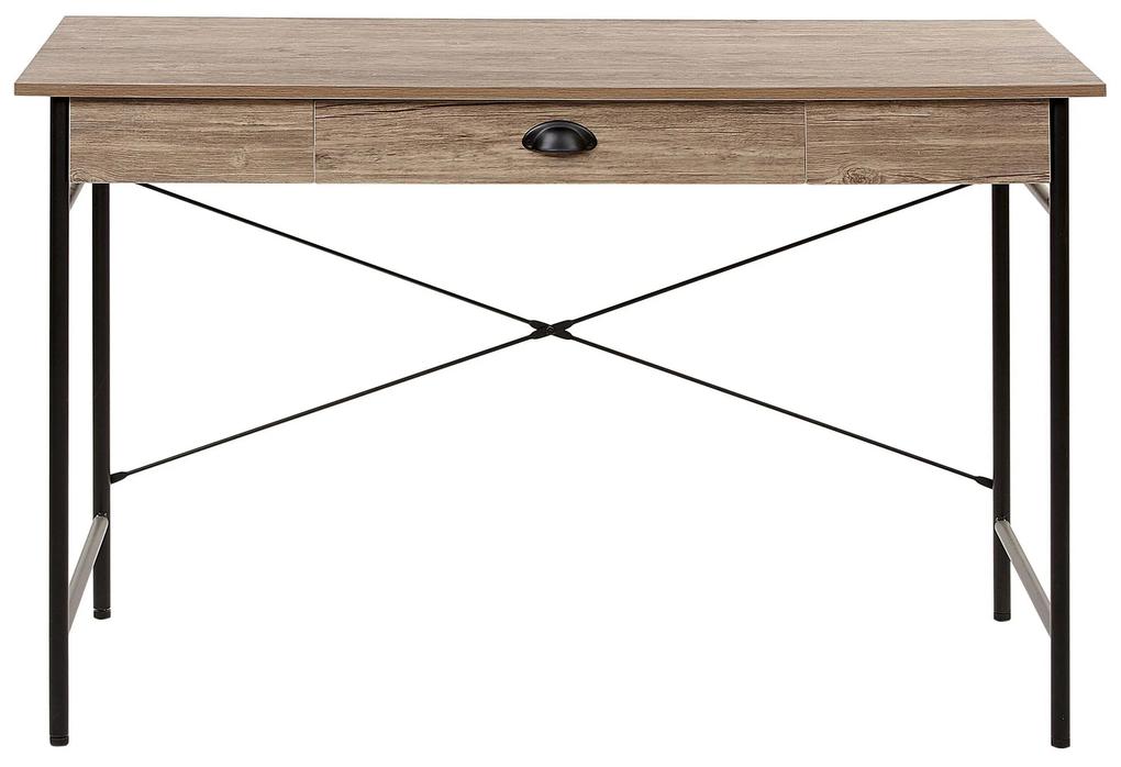 Písací stôl z tmavého dreva s čiernou 120 x 60 cm CASCO Beliani