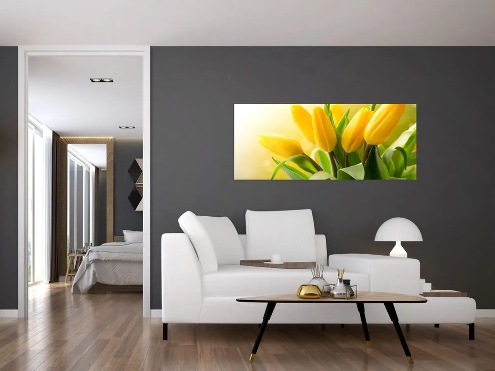 Obraz - Žlté tulipány (120x50 cm)