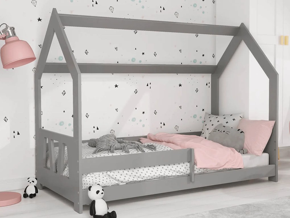 Detská posteľ DOMČEK D5A 80x160cm masív sivá
