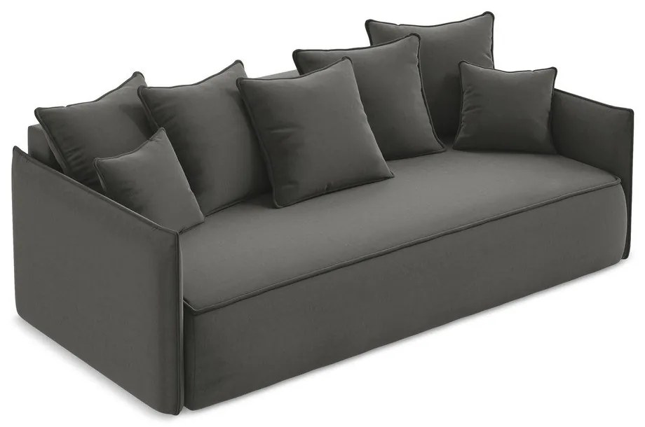 Tmavosivá zamatová rozkladacia/s úložným priestorom pohovka 225 cm Hula – Makamii