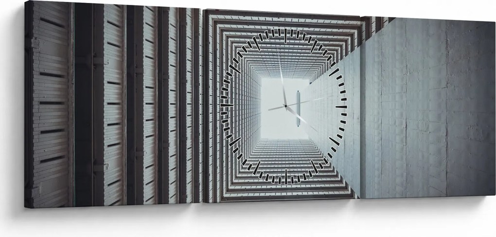 Obraz - Pohľad zvnútra budovy (s hodinami) (90x30 cm)