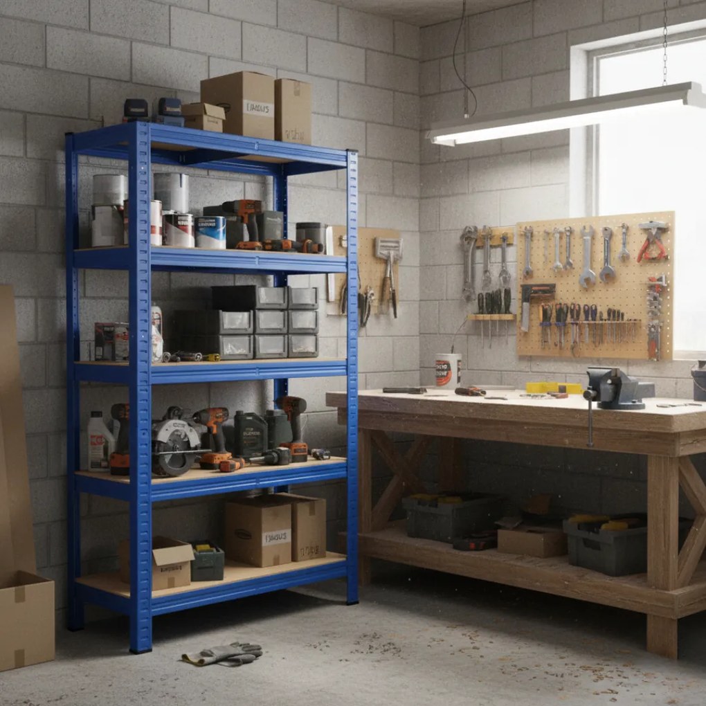 Regál s vysokou nosnosťou HEAVY, max. 875kg, 90x40x180cm, modrá Monzana