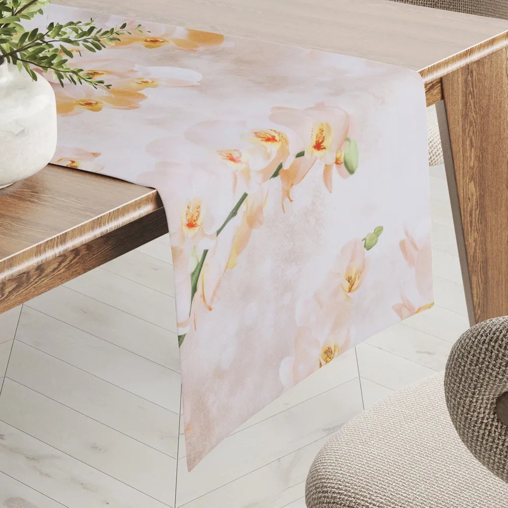 Biante Teflónový behúň na stôl TF-045 Orchidey na béžovom 35x180 cm