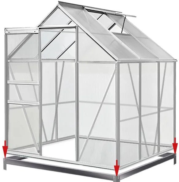 InternetovaZahrada - Záhradný skleník - 190 x 195 x 195 - plocha 3,7 m² - objem 5,85 m³ + základňa