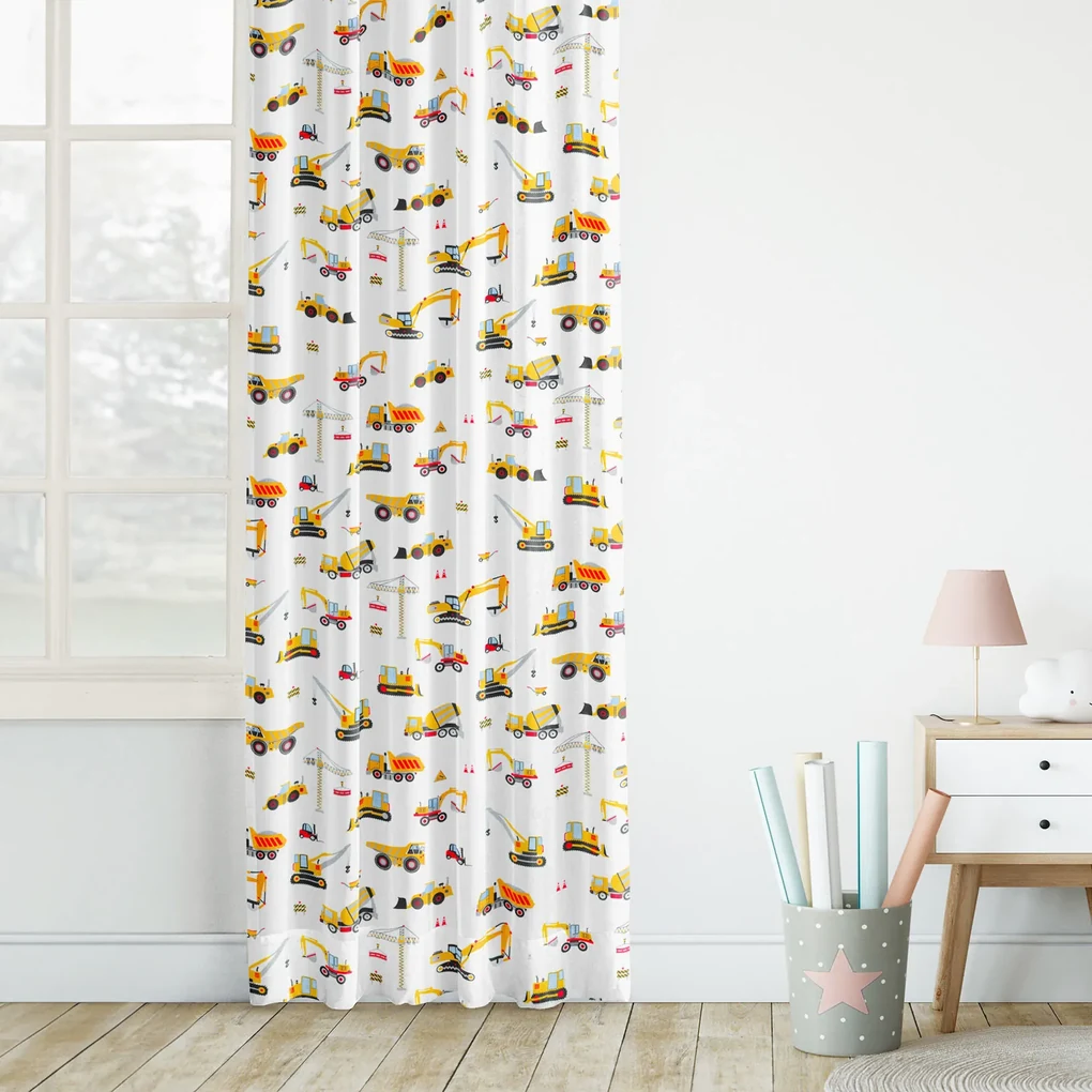 Goldea detský bavlnený záves - nákladné autá a bagre 240x140 cm