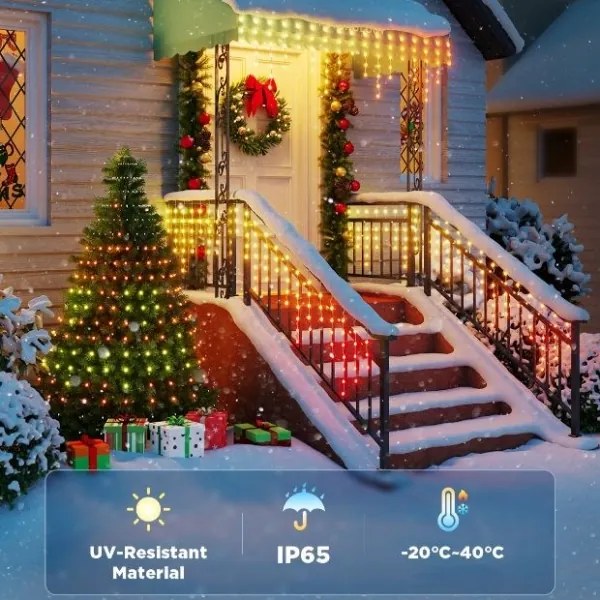 Govee - LED RGBIC Vonkajšia reťaz Smart cencúle 10m Wi-Fi Matter IP65