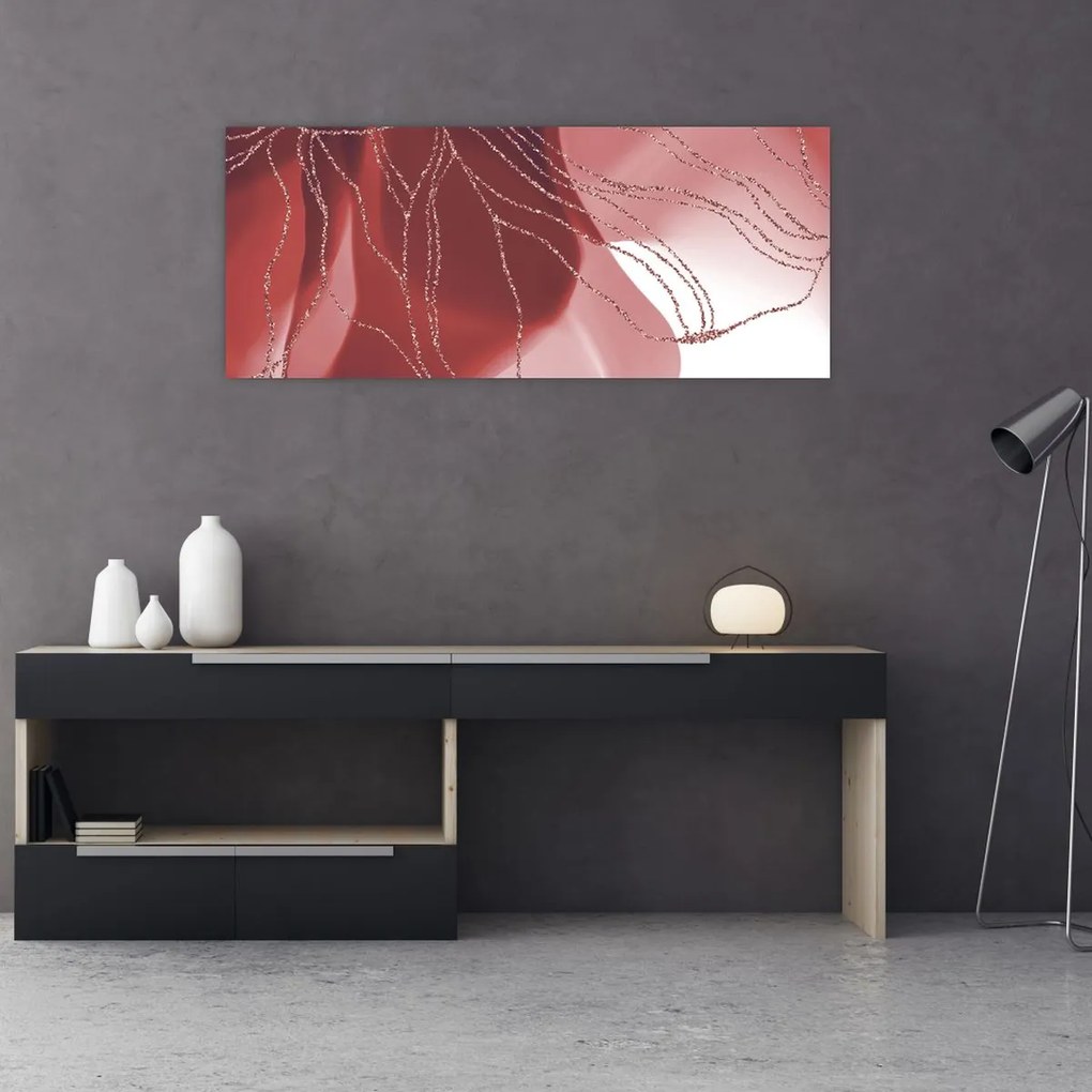 Obraz - Červená abstraktná kvetina N⁰1 (120x50 cm)