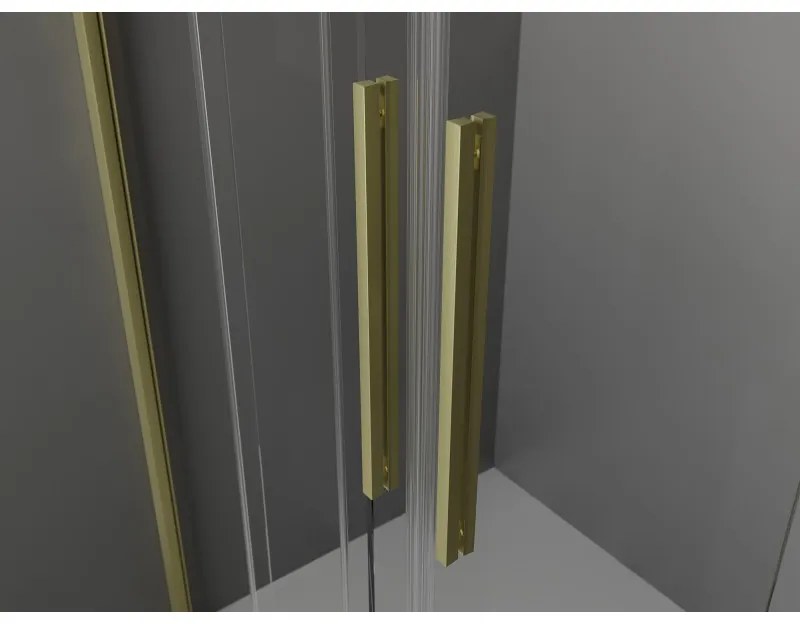 Mexen Velar L Duo, posuvné sprchové dvere do otvoru 150 cm, 8mm číre sklo, zlatá matná, 871-150-003-02-55