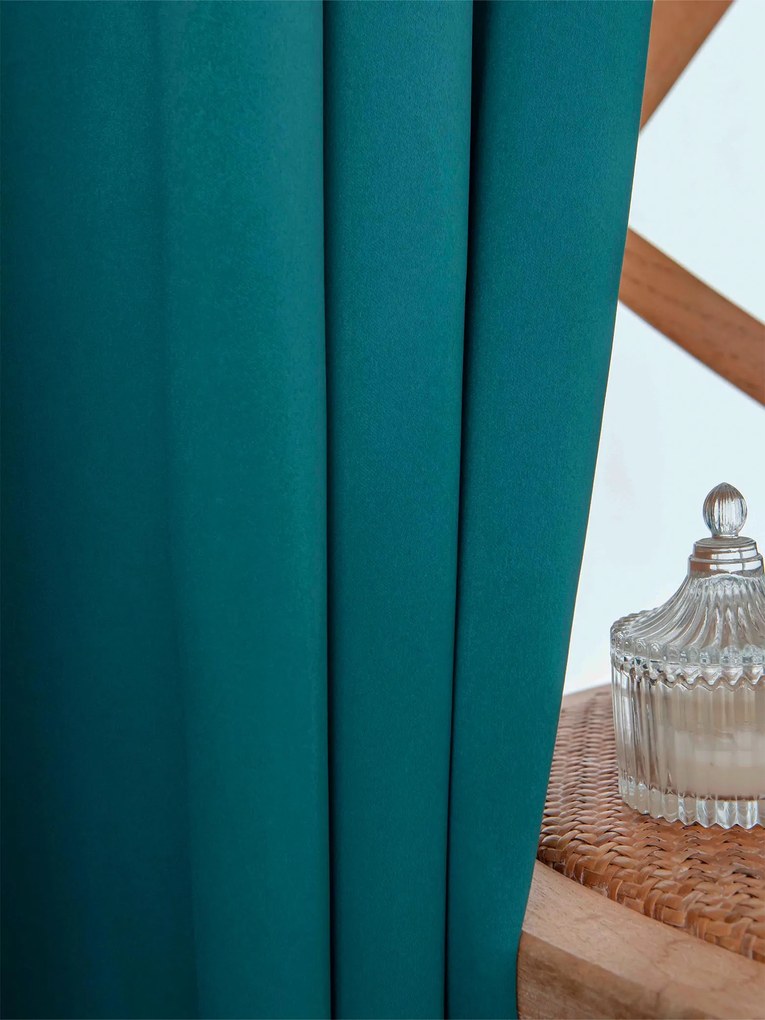 Blackout závesy Elias petrolejová – 140 × 250 cm (2 ks) - riasiaca stuha